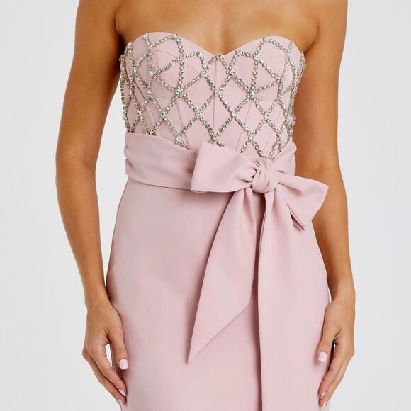 MAC DUGGAL 2294 Strapless Crepe Embellished Bustier Gown With Bow - Picture 5 of 15